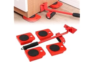 JUVHOT 2026 New Furniture Lift Mover Tool Set, Upgrade Furniture Movers Sliders Furniture Lifter Tool, Furniture Movers with Adjustable Height Lifting Tool Lever & 4 Wheels, Mover Dolly Sliders Tool (Red)