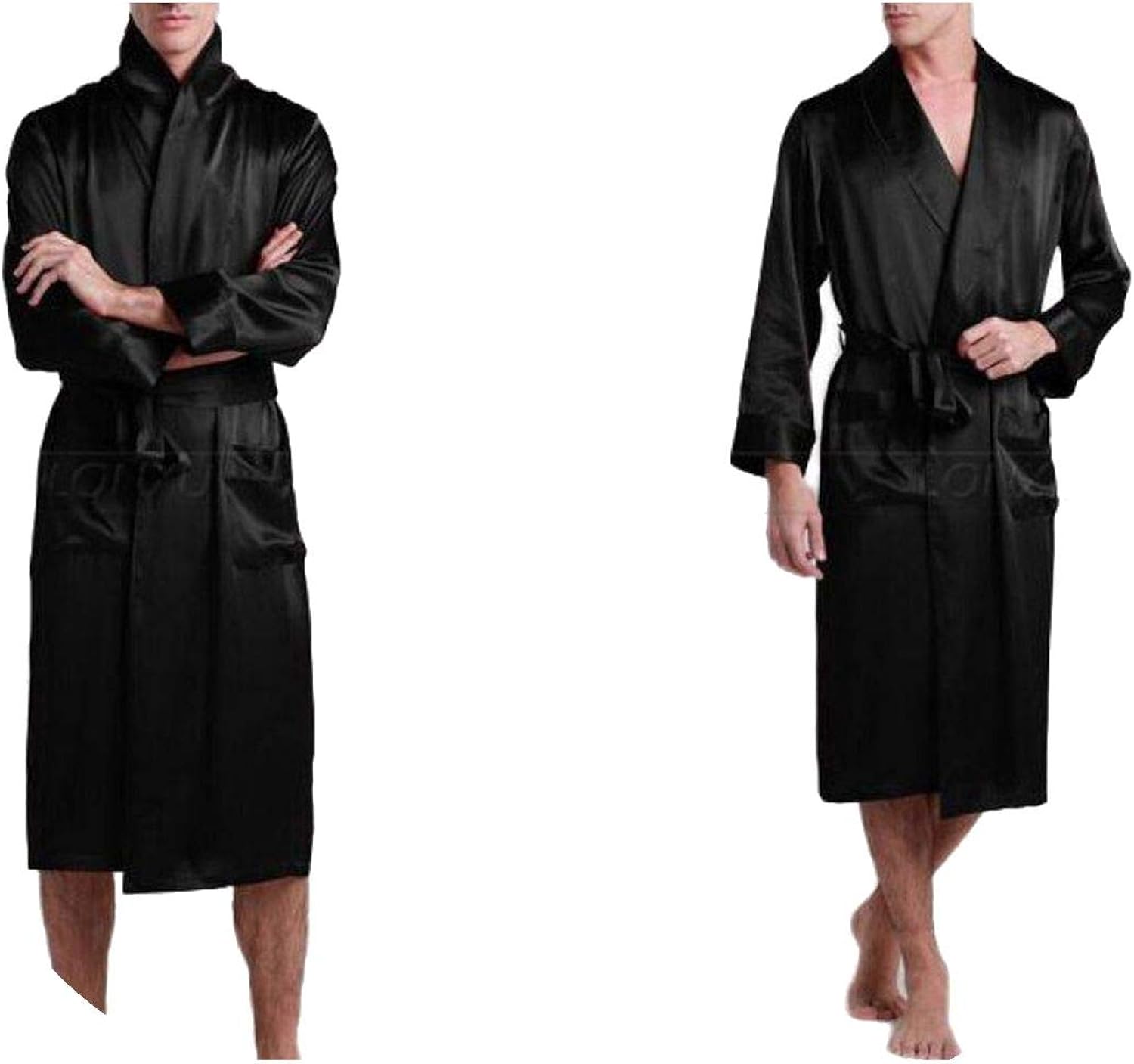 Mens Silk Satin Pajamas Pajama Pyjamas Robe Robes Bathrobe Nightgown