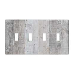 Rustic Grey Wood Shiplap Quad Toggle Light Switch