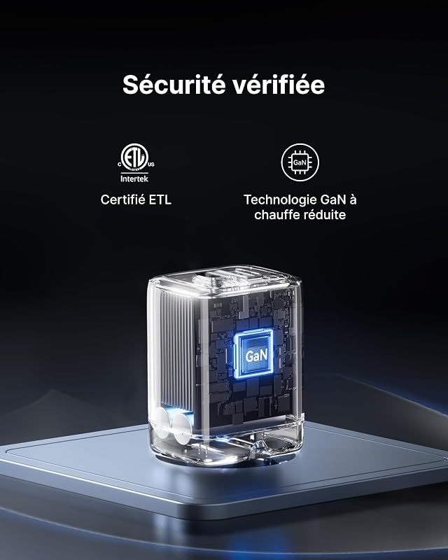 30W Chargeur USB C, 2-Port Prise GaN Chargeur Charge Rapide avec Câble