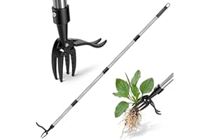 ASULUPHY Weed Puller Tool, Stand Up Heavy Duty Weed Remover Tool with Long Handle - 4 Claw Steel Head Weeder Tool, Garden Han