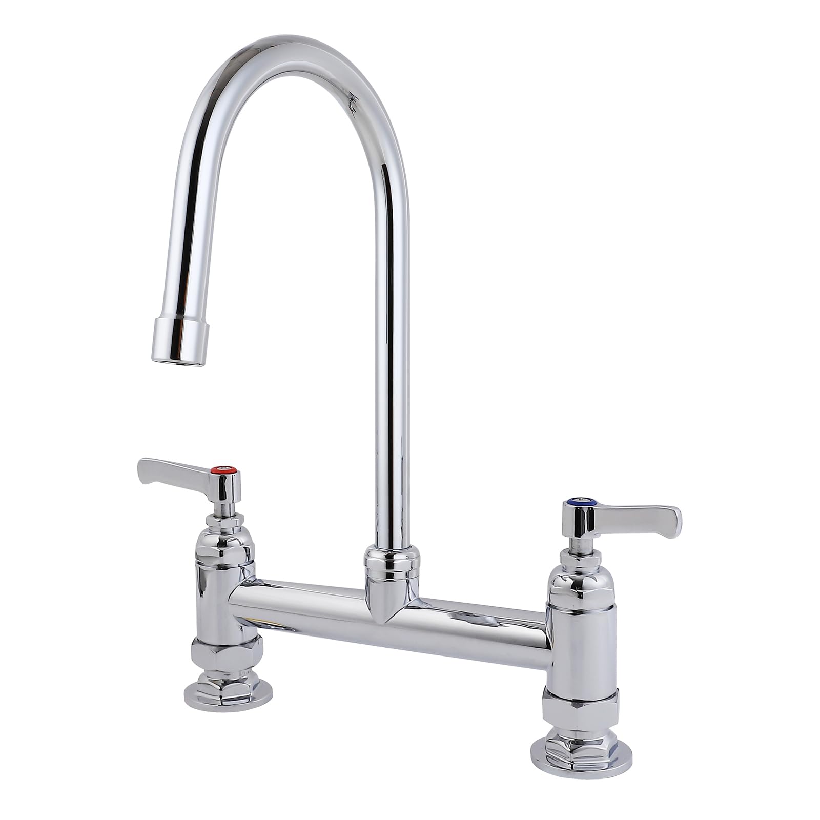MOOTACO Commercial Kitchen Tap,7" Brass Dual Temperature Faucet,Adjustable Foot Kitchen Sink Faucet with 6" Swing Nozzle