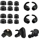 Anti-Slip Double Flange Ear Tips for Sony Earbuds Replacement Ear Hooks | 6 Pairs Tips+1 Pair Hook for Sony WF-1000XM5/M4/WF-C500/Linkbuds S Earbuds Tips, Black