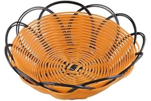 7 inch Reusable Plastic Braided Basket Fruit Vegetable Cookies Container Holder Black&Orange Adorable and Durable Lovely and 