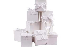 Elephant-package 12Pack White 6Inch Gift Boxes with Lids, Squared Boxes with Lids Perfect for Weddings, Birthday Party Favor, Engagements, Graduations, Holidays, Christmas Xmas, New Year.