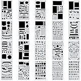 yueton Pack of 2 Stainless Steel Drawing Painting Stencils Scale Template Set Graphics Stencils for Scrapbooking, Card and Craft Projects