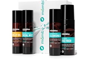 Third Trimester Set – All Natural Skincare Pregnancy Gift Box – Anti-stretch mark Belly Oil, Rose Facial Mist, Cleansing Oil, Face Wash - Mambino Organics