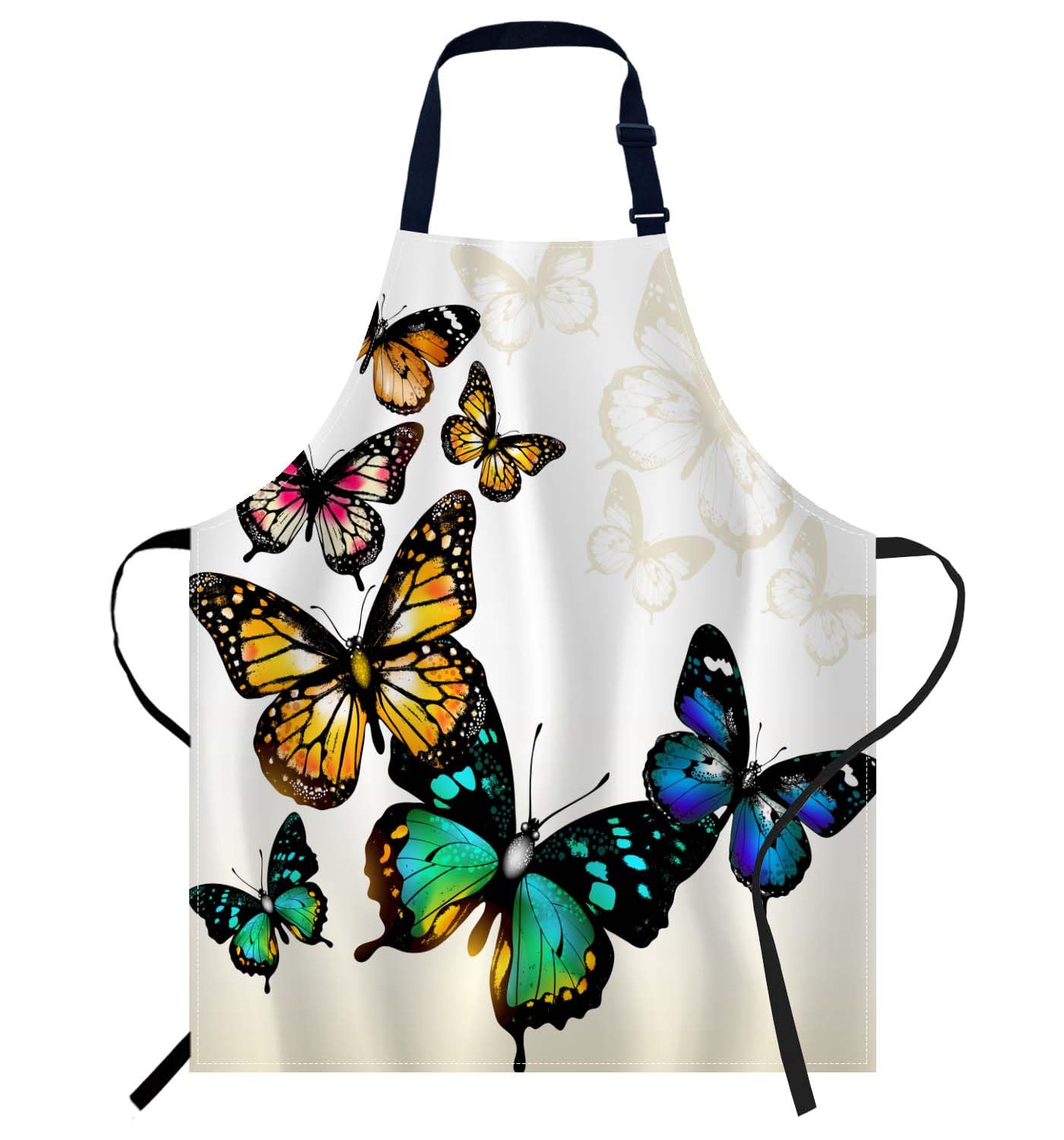 Smooffly Butterflies Apron Adjustable Apron Cooking Kitchen Chef Women Men Aprons for Home Kitchen, Restaurant, Coffee House, Baking Gardening BBQ