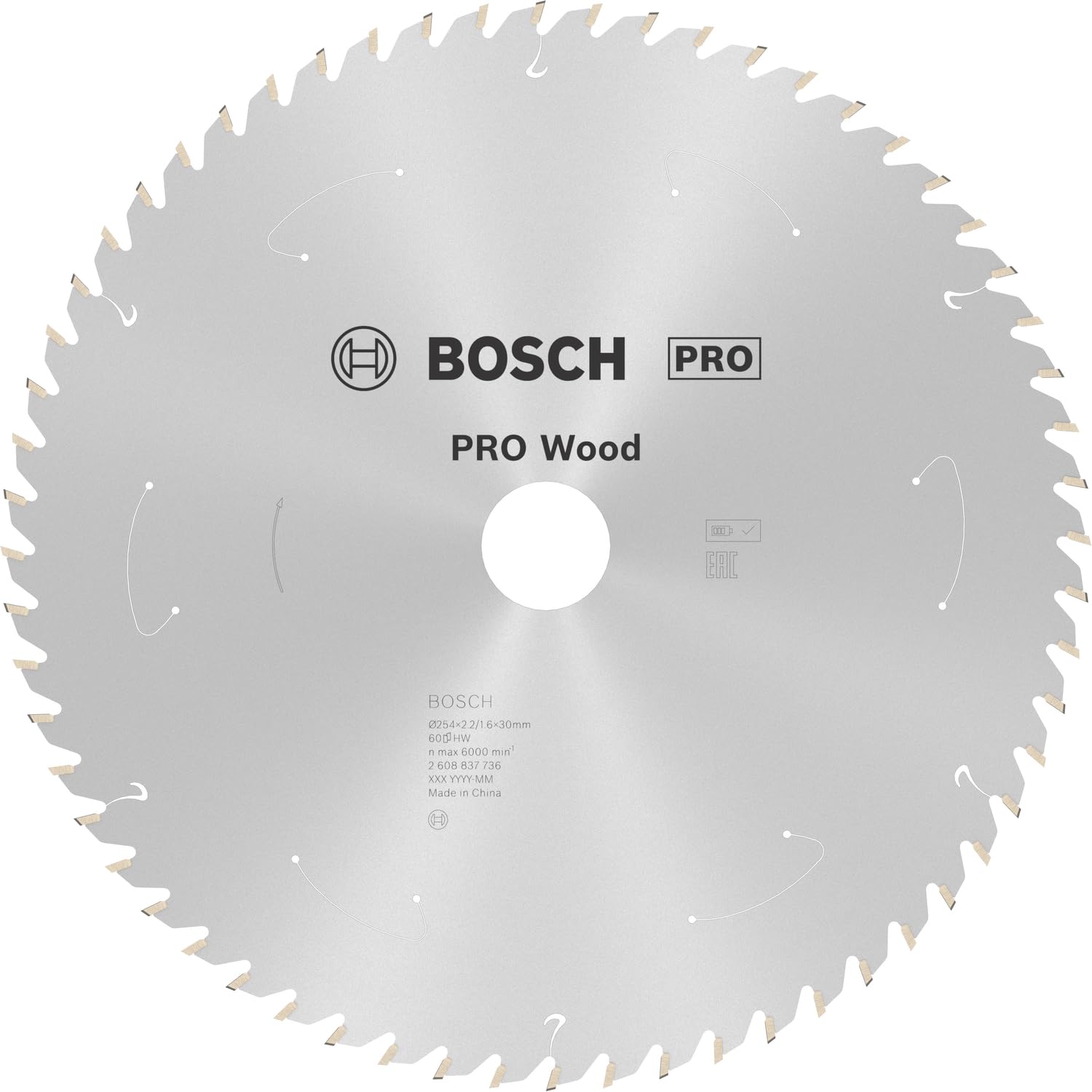 Bosch 1x PRO Wood Circular Saw Blades for Cordless Table Saws (for Softwood, Hardwood, Ø mm, Professional Accessory Table Circular Saw)