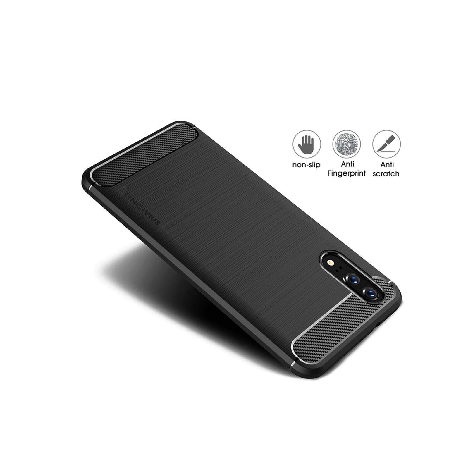 LINCIVIUS  Coque Huawei P20 [TPU Brushed Carbone] Protection Coque Carbon P20 Housse Etui Accessoires Silicone Souple Hybride Design Anti Choc