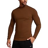 RGJU Men's Mock Turtleneck Long Sleeve Shirts, Thermal Athletic Undershirt Moisture Wicking Warm Base Layer Slim Fit