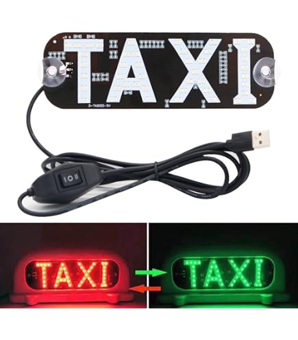 DXNQ Taxi LED Sign Decor, 5V USB Bright Taxi Led Windscreen Cab Indicator Lamp Signal, Vibrant Taxi LED Sign Decor With Transparent Suction Cups For Driver (Green, USB