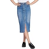 Current/Elliott Women’s The Insignia Midi Denim Skirt – Long Skirts for Women, Midi Jean Skirt