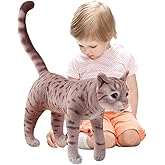 ELAINREN Lifelike Brown Tabby Kitten Stuffed Animals Realistic Striped Cat Plush Toy Simulation Soft Kitty Plushie Doll Gifts/13.7''