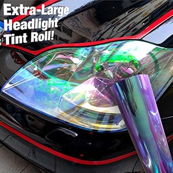 sticky-graphics Gloss Chameleon Vinyl Headlight Wet Tinting Adhesive Extra Large 12 Inchx 96 Inch Wrap Roll (Black Rainbow)