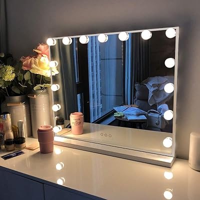 FENCHILIN Hollywood Vanity Mirror with Lights, 15 Bulbs, 3 Modes, USB Port