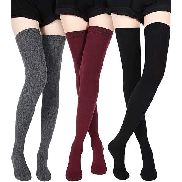 3 Paires Chaussettes Montantes Femme - Haute Genou, Style Slouchy, Confortables