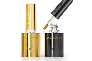 V VENALISA VENALISA 2 Pcs No Wipe Gel Top Coat and Base Coat Set- High Gloss Shiny Base Top Coat Gel Nail Polish Kit, Soak Off Nail Art Home and Professional Manicure
