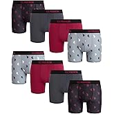 U.S. Polo Assn. Mens Boxer Briefs - 8 Pack 6'' Inseam Cotton Breathable Mens Underwear Boxer Shorts Pack with Contour Pouch