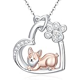 TOAKOT Corgi Necklace for Women 925 Sterling Silver Corgi Dog Pendant Lovers Owners Jewelry Gift