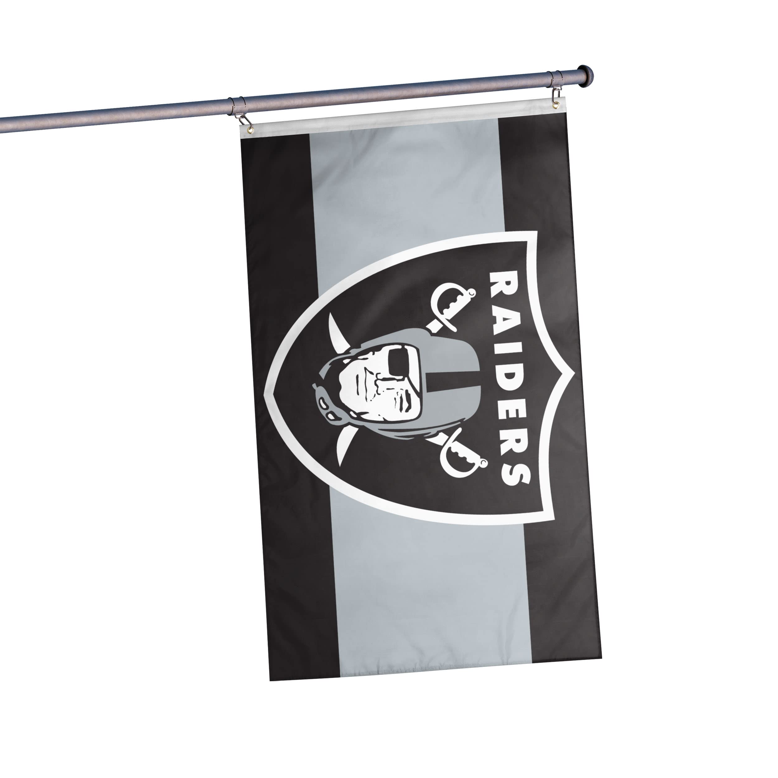 FOCO Las Vegas Raiders NFL Big Logo Team Stripe Horizontal Flag Image