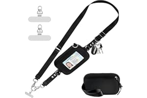 Slung Waist Bag with Zipper Bag Clip, Mobile Phone Bag with Lanyard, Webbing Rope and Key Chain