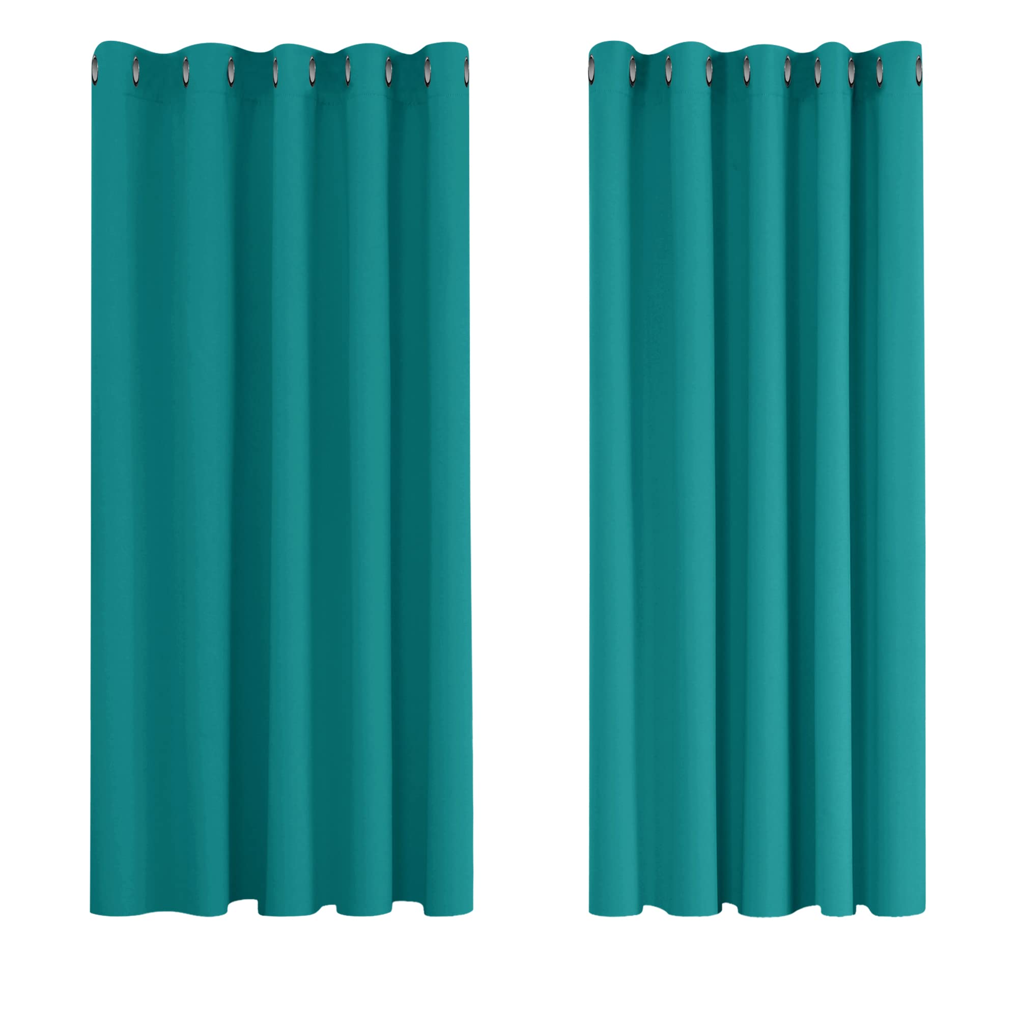 Deconovo Super Soft Solid Thermal Insulated Eyelet Bedroom Blackout Curtains for Girls 66 x 54 Inch Turquoise 1 Pair