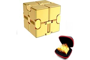 FUFUYOU Infinity Cube Fidget Cube Anxiety Stress Relief Toy for Adults Gifts Men Office Gadgets Aluminum Alloy Material (Golden)