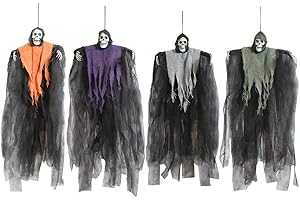 JOYIN 4 Pack 24" Hanging Grim Reapers, Halloween Ghost with different colored flowing robe for Best Halloween Decorations