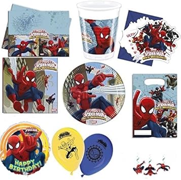 Kit Decoration Anniversaire Complet Spiderman Pour 6 Amazon Fr Jeux Et Jouets