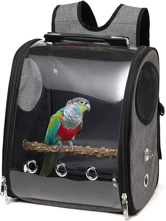 Bird Parrot Backpack Carrier Travel Bag with Perch Stand
