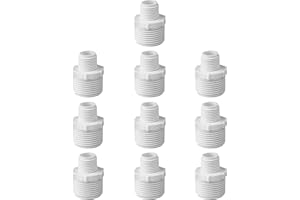 FangKingNo 10PCS 1/2" to 3/4" PVC Reducing Nipple Male Thread to Male Thread Coupling for PVC PIPE Pressure Fittings,PVC Male Adapter for PVC PIPE Connector White (1/2 Inch to 3/4 Inch)