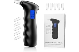 GREENWON Breathalyzer, Portable Alcohol Breath Tester with LCD Display Digital Fast, High Accuracy Alcohol Detector with 10Pcs Mouthpieces