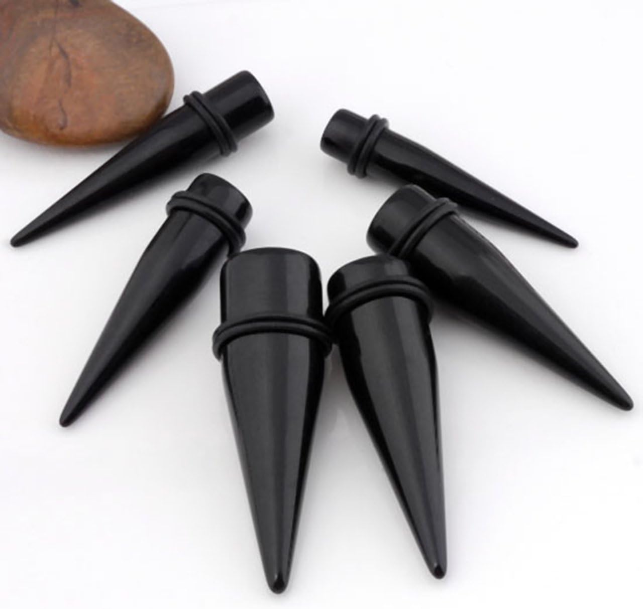 JOVIVI 10-20mm Acrylic Spike Rivet Taper Ear Expander Stretchers Plug Piercing Kit 6pcs, Black, 6 Count (Pack of 1) - Image 5