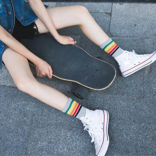 image for Tloowy Clearance! 1 Pair Women Teen Girls Fashion Rainbow Striped Prin
