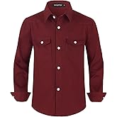Spring&Gege Boys' Long Sleeve Western Cowboys Pearl Snap Button Down Shirts (5-14 Years)