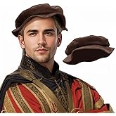 PROCOS Renaissance Tudor Flat Beret Hats for Women French Beret Hats Painter Cap Classic Medieval Costume Men