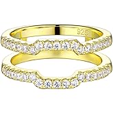 Blongme Cubic Zirconia Curved Wedding Band for Women Guard Ring Enhancers Engagement Ring 925 Sterling Silver/Rose Gold Plated/Yellow Gold Plated Size 5-10