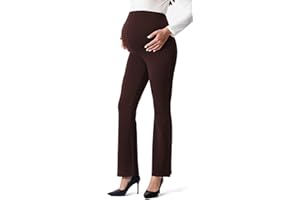 AFITNE Women’s Flare Maternity Pants for Work Over The Belly with Pockets 29”/ 31” Soft Bootcut Pregnancy Casual Dress Pants