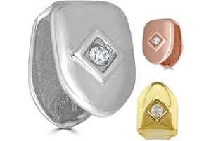 HARLEMBLING Solid 925 Sterling Silver - Unplated Or 14k Gold Plated - Real Single Tooth Grillz - Grills Cap For Teeth - Real Solid Silver NOT BRASS