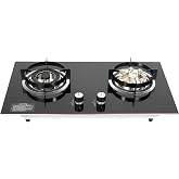 GSHIOIO 2 Burner Natural Gas Cooktop, Gas Cooktop Stove Top- Tempered Glass Countertop/Embedded for Home Kitchen (28.74x16.14x6.69in) with Flame Failure Protection for Apartment, Indoor, Restaurants
