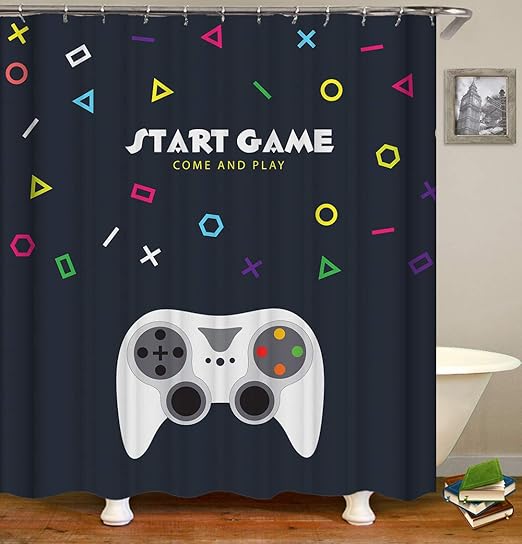 Amazon Com Faitove Funny Gamer Shower Curtain Classic Video Gaming Device Modern Gamepad Shower Curtain For Kids Boy Girl 72 X 72 Inch Cloth Polyester Fabric Waterproof Bathroom Decor With 12 Hooks Kitchen