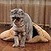 QUMY Cat Sleeping Bag Warm Soft Puppy Cat Bed Cave Igloo Nest Brown (21.5'' * 18.8'' * 5.1'' )