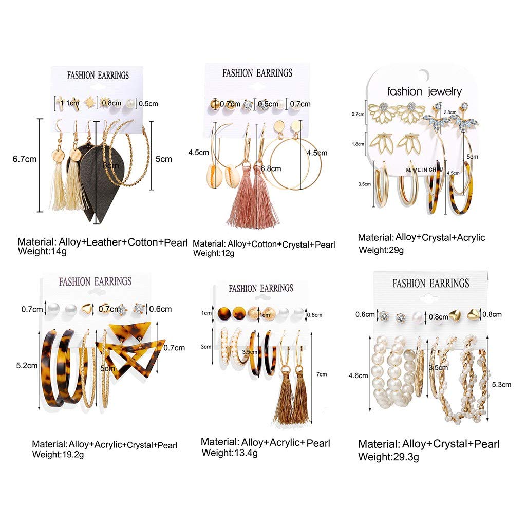 Winsummer 36 Pairs Assorted Multiple Earrings Set for Women Girls Bohemian Colorful Tassel Dangle Earrings Jewelry