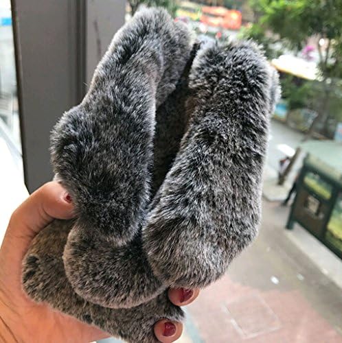 USGreatgorgeous Luxury Bling Diamond Bunny Rabbit Fur Plush Fuzzy Fluffy Soft Phone Case Cover (Black,for iphone7 plus/iphone 8 plus)