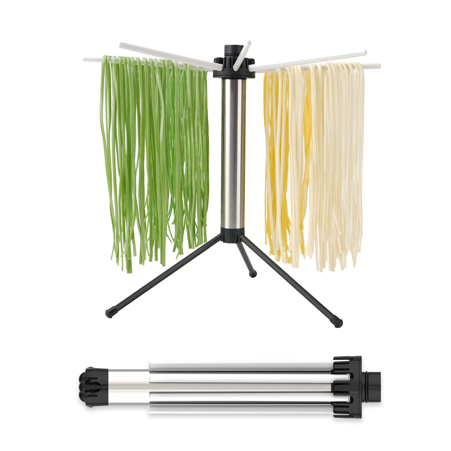 KITCHENDAO Collapsible Pasta Drying Rack, Easy Storage, Quick Set up, Foldable Pasta Dryer Rack, Spaghetti Noodle Tree Stand Hanger, Detachable for Easy Cleaning, Rotary Arms, Hold up to 5lbs