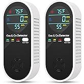 4-in-1 Natural Gas Leak Detector & Carbon Monoxide Detectors with Natural, Propane, Co & Gas Leak Detector - Carbon Monoxide Detectors Plug in -Temperature & Humidity Detectors for Home, RV (2 Packs)