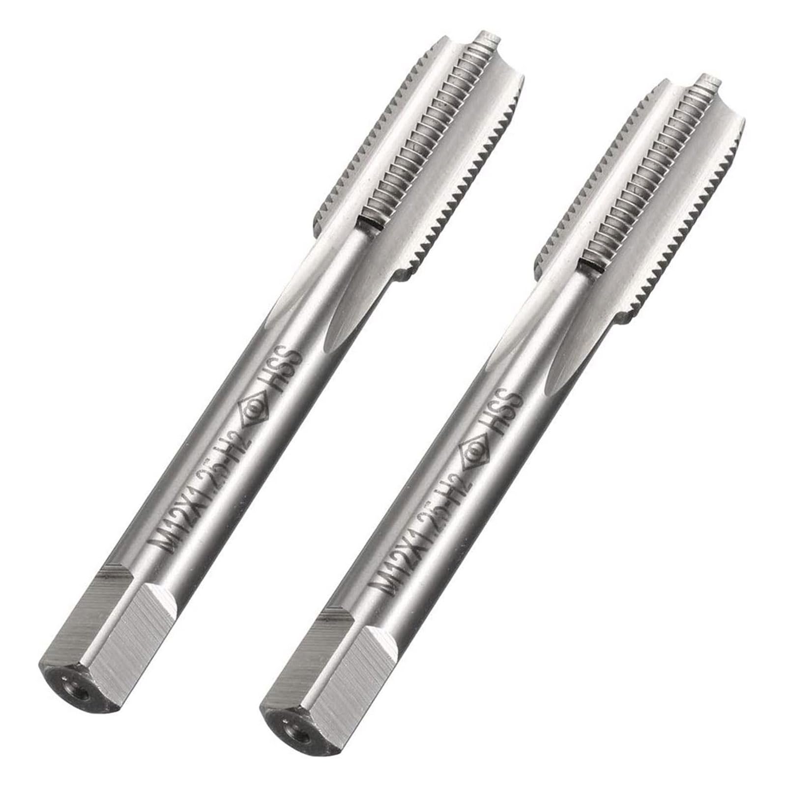 MACHSWON Metric Taps for Threading Machine Electric Drill DIY H2 Right Hand Thread Plug Tap High Speed Steel Metric Machine Thread Tap M12 x 1.25mm 2Pcs