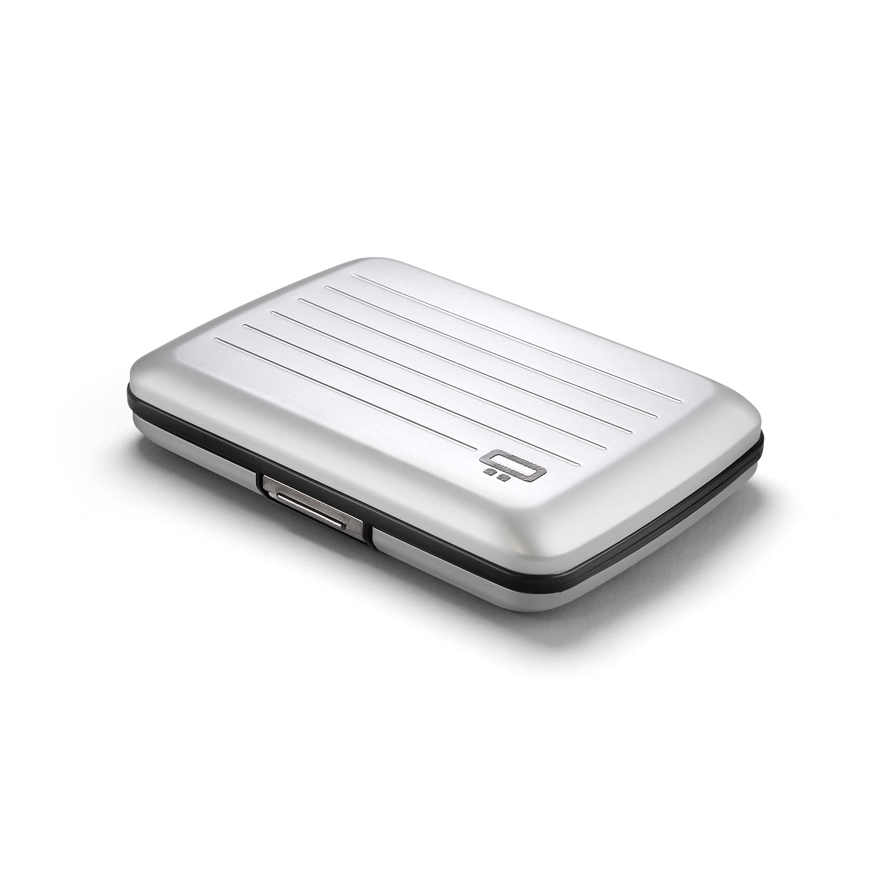 ÖGON -DESIGNS- Aluminium Card Holder with Metal Lock, RFID Protection Against Fraud and demagnetization, Compact Wallet, Smart Case Oslo Model (Aluminium Silver)