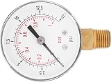 Hilitand Low Pressure Gauge 0-15psi 0-1bar 1/4 BSPT Bottom Mount Fuel Air Oil view 2